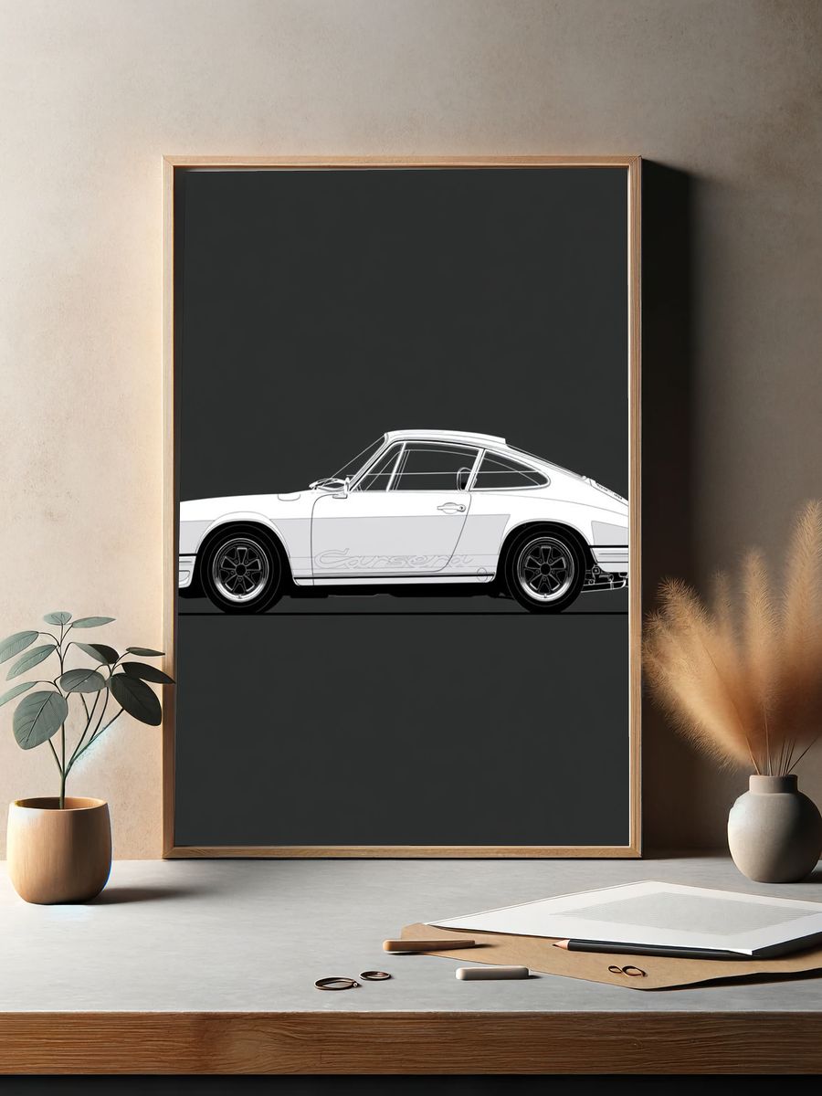 Porsche 911 Carrera Side Profile Print. — room view 2