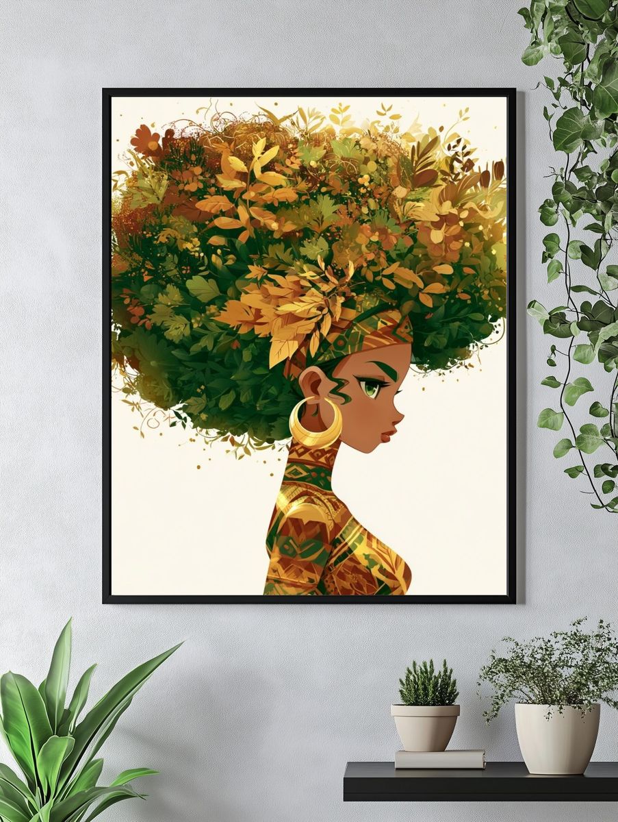 Afro Botanical Portrait Print. — room view 4