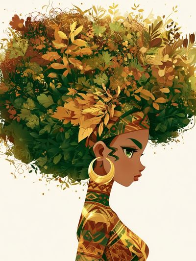 Afro Botanical Portrait Print.
