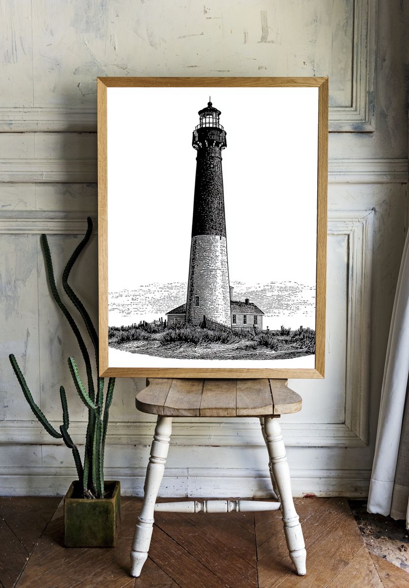 Lighthouse Coastal Illustration Poster. room preview