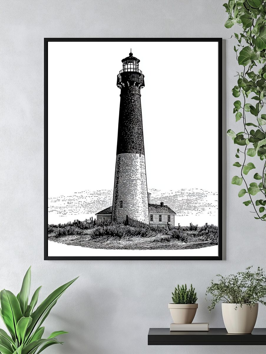 Lighthouse Coastal Illustration Poster. — room view 4