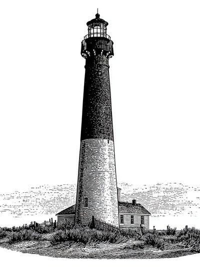 Lighthouse Coastal Illustration Poster. poster print