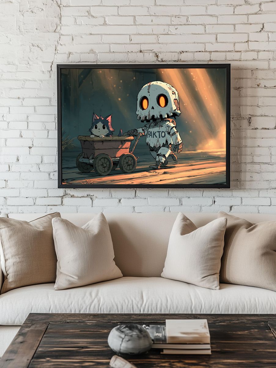 Robot and Cat Adventure Print. room preview