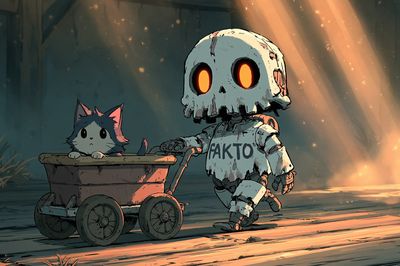 Robot and Cat Adventure Print. poster