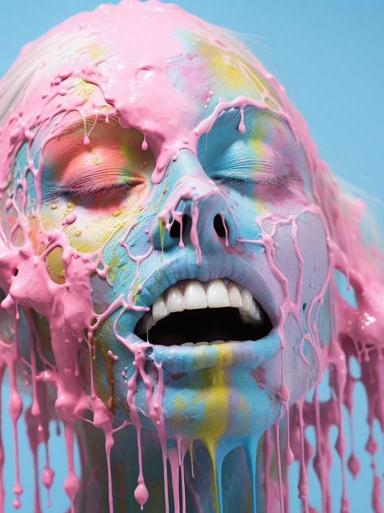 Pastel Drip Face Illustration Print. poster — illustration art