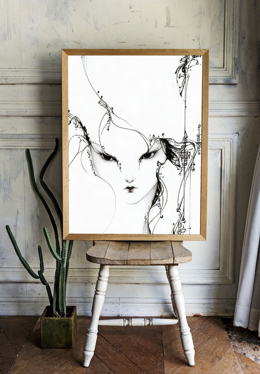 Surreal Ink Face Poster. — room view 1