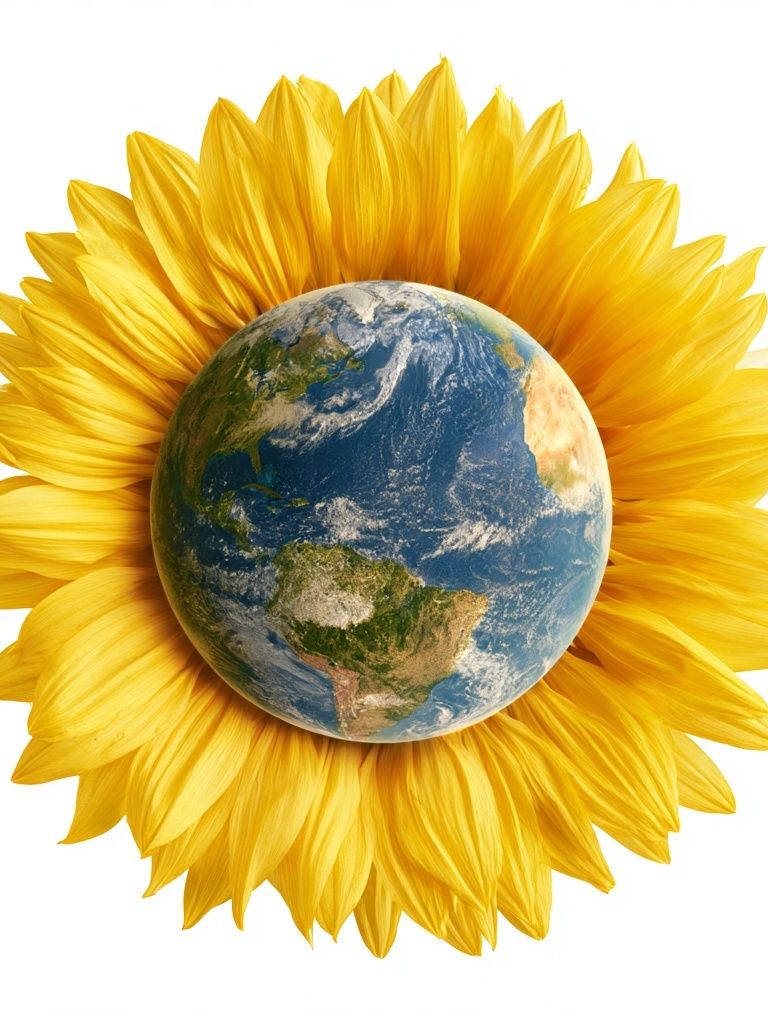Earth Sunflower Illustration Poster. poster detail
