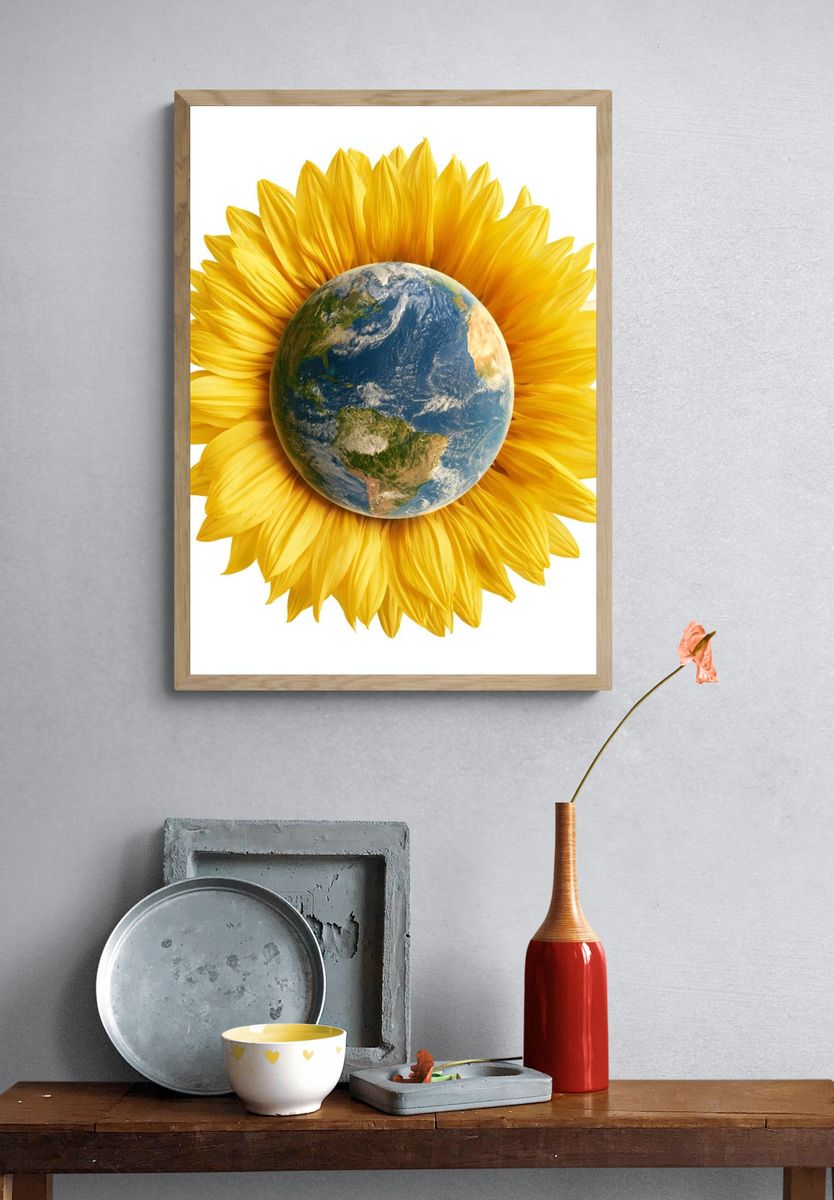 Earth Sunflower Illustration Poster. — room view 3
