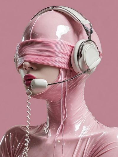 Pink Futuristic Portrait Print. poster