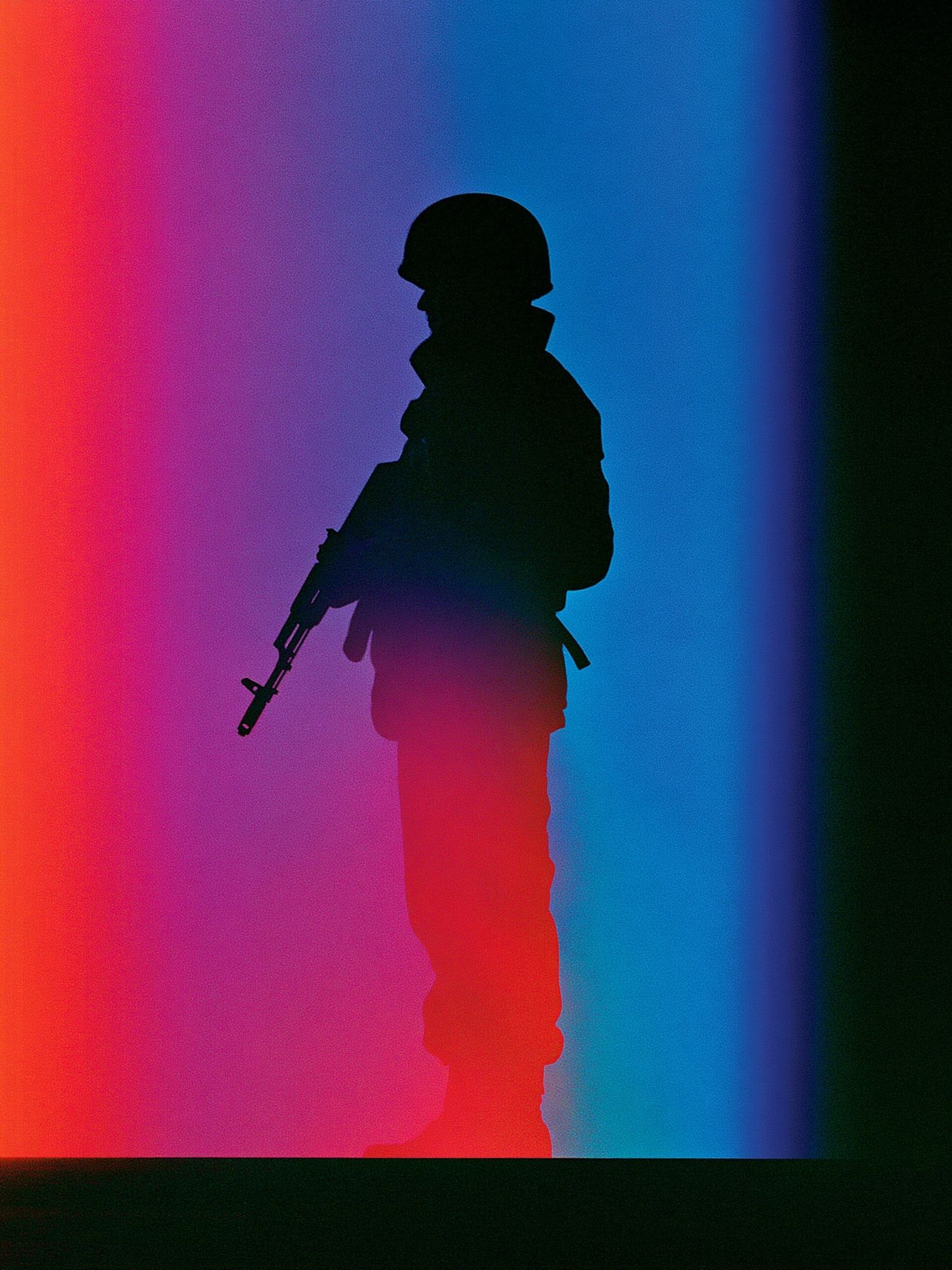 Soldier Silhouette Neon Poster. poster detail