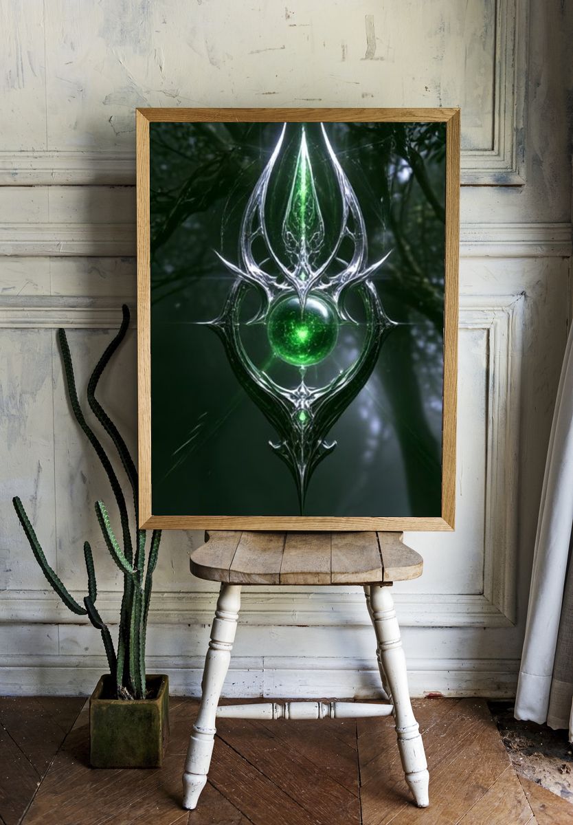 Enchanted Green Orb Illustration Poster. room preview