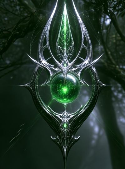 Enchanted Green Orb Illustration Poster.