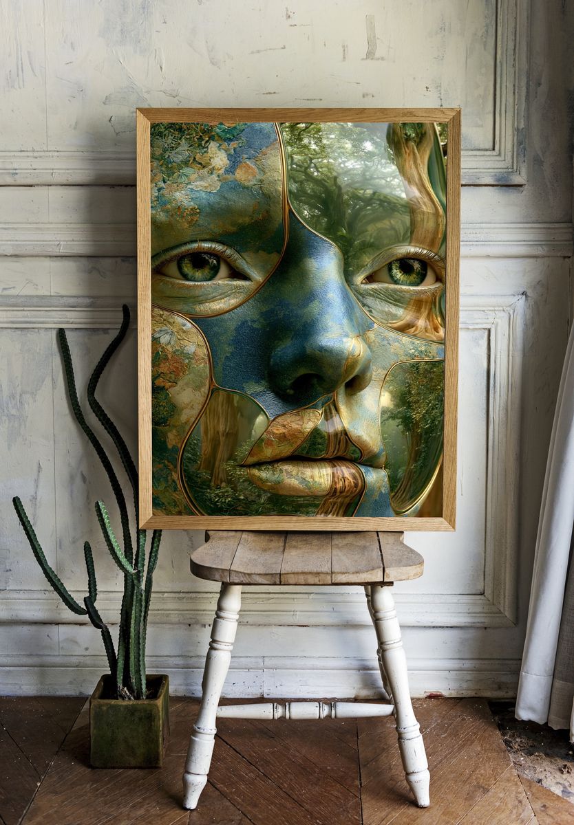 Forest Spirit Portrait Print. room preview