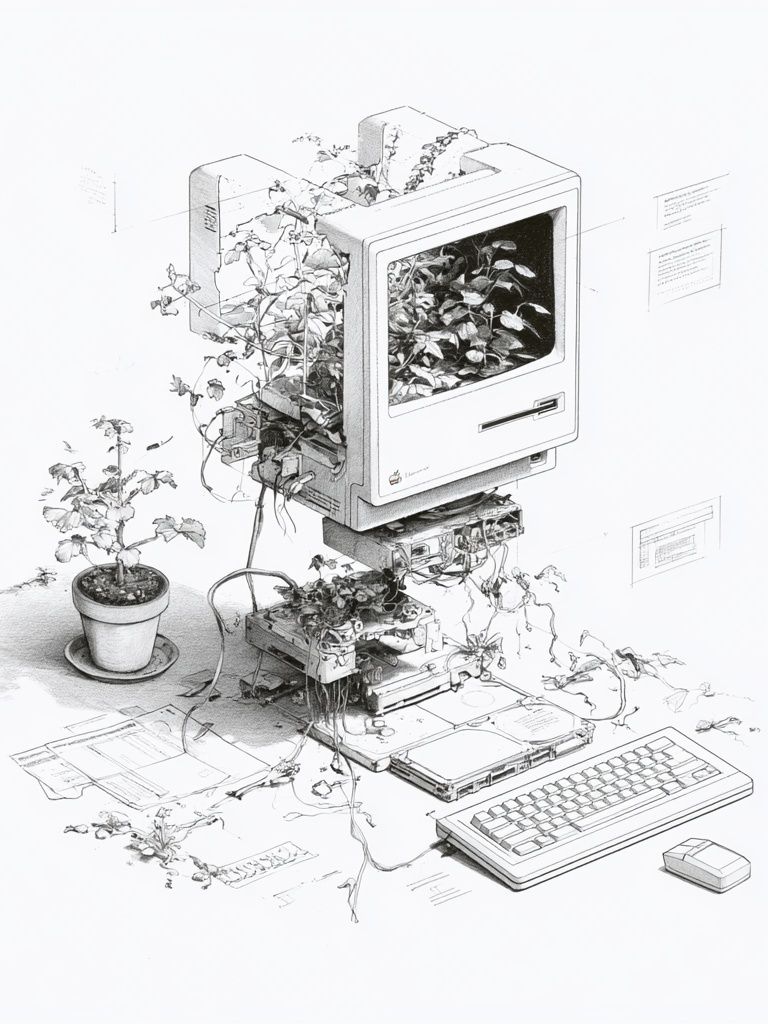 Botanical Computer Surrealism Print. poster detail