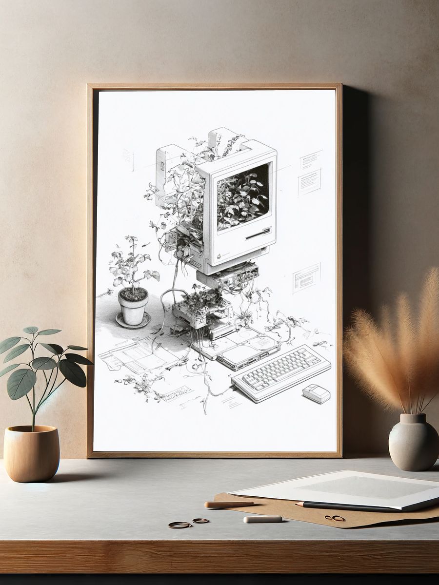 Botanical Computer Surrealism Print. — room view 2