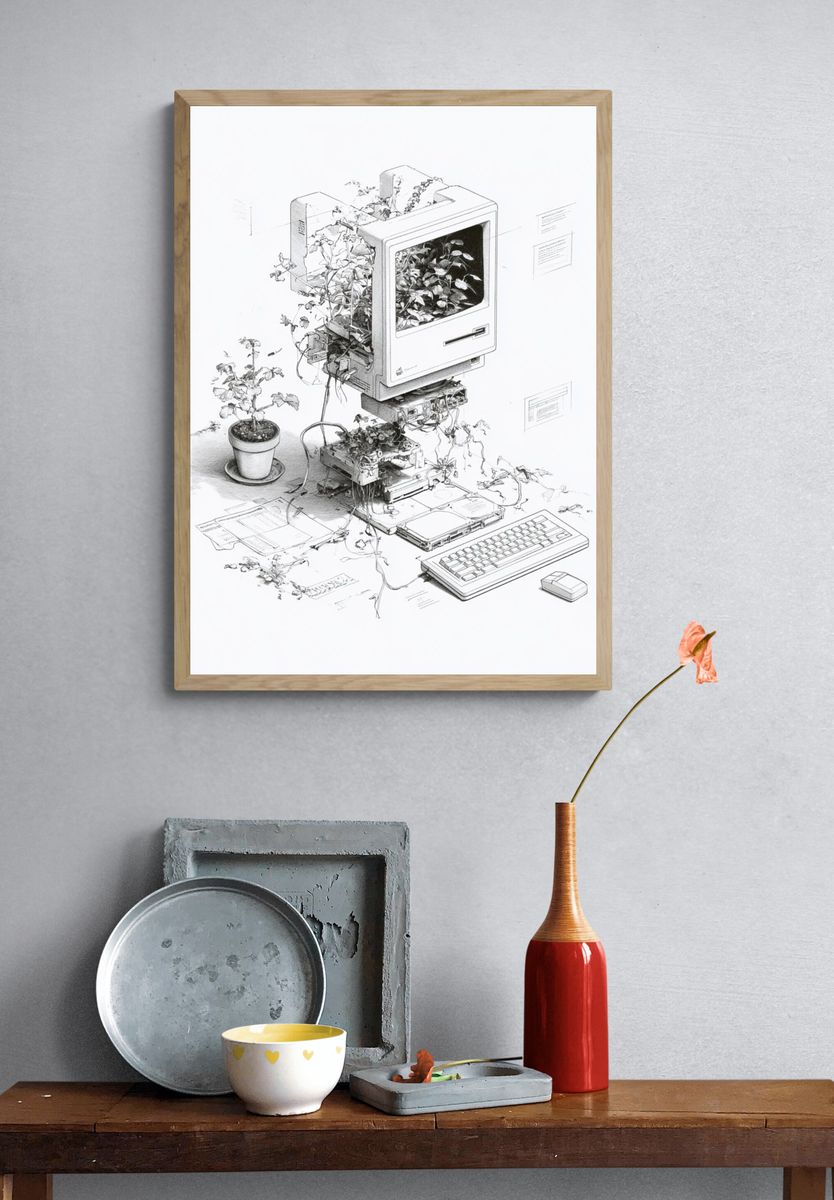 Botanical Computer Surrealism Print. — room view 3