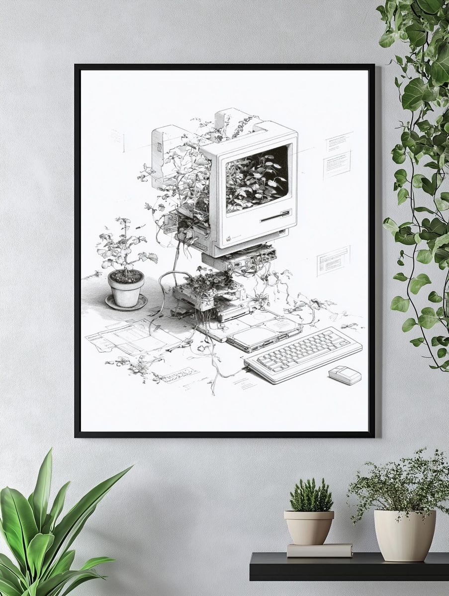 Botanical Computer Surrealism Print. — room view 4