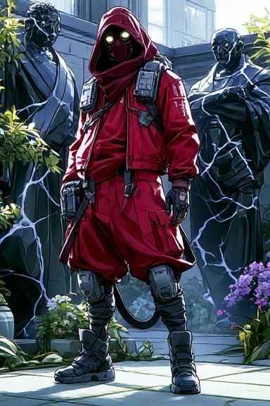 Masked Red Hood Figure Illustration Poster. poster detail