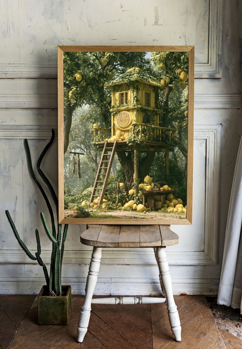 Lemon Treehouse Fantasy Print. — room view 1
