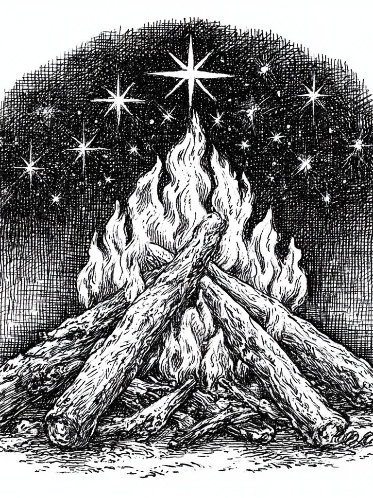 Celestial Campfire Ink Print. poster detail