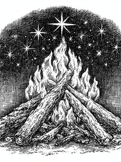 Celestial Campfire Ink Print. poster print