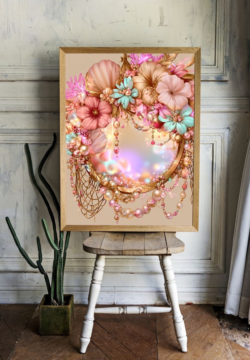 Pastel Floral Dreamscape Poster. — room view 1