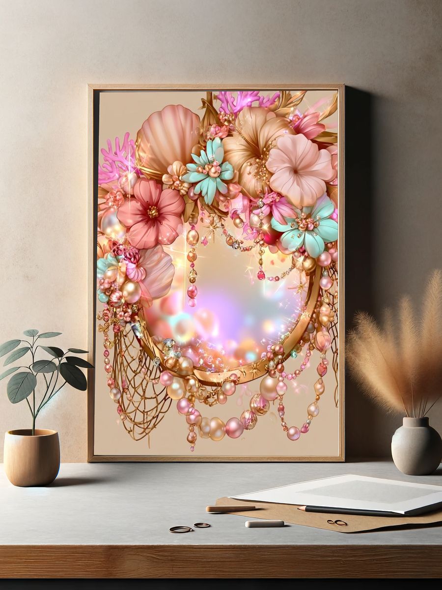 Pastel Floral Dreamscape Poster. — room view 2