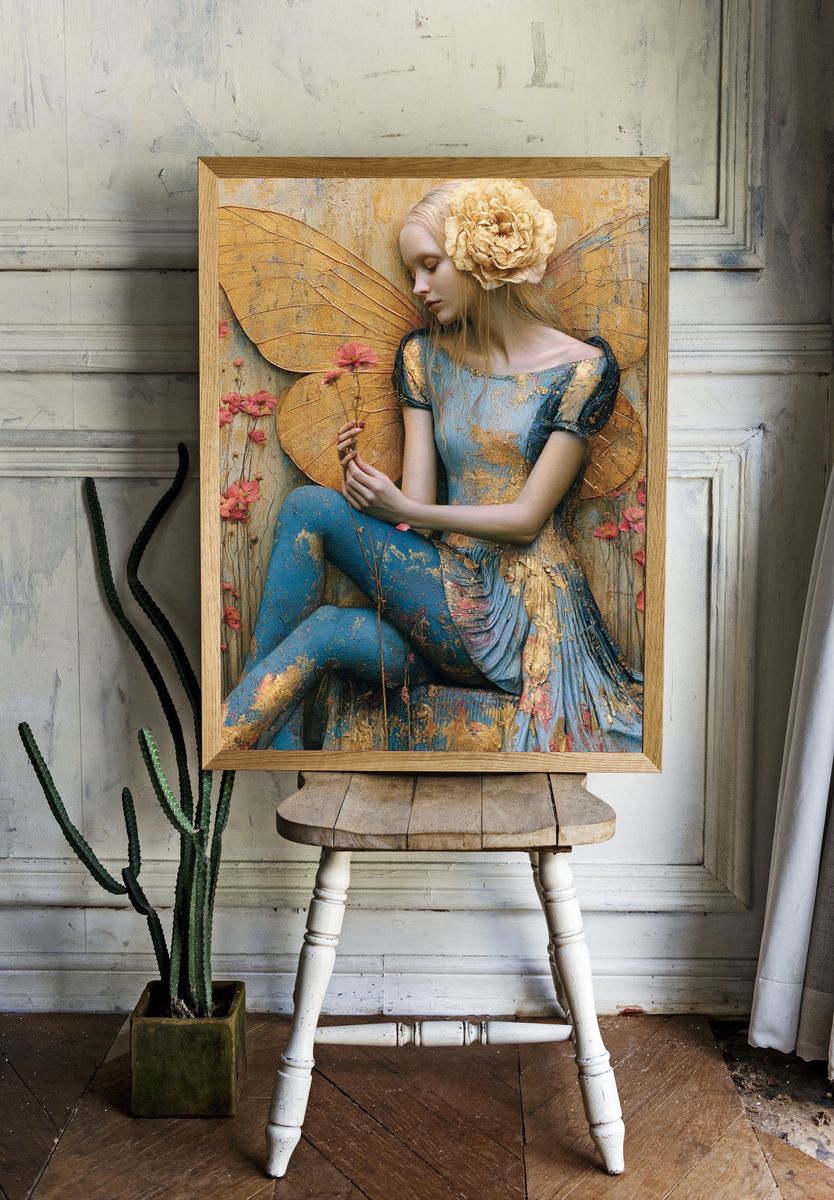 Golden Fairy Portrait Print. — room view 1