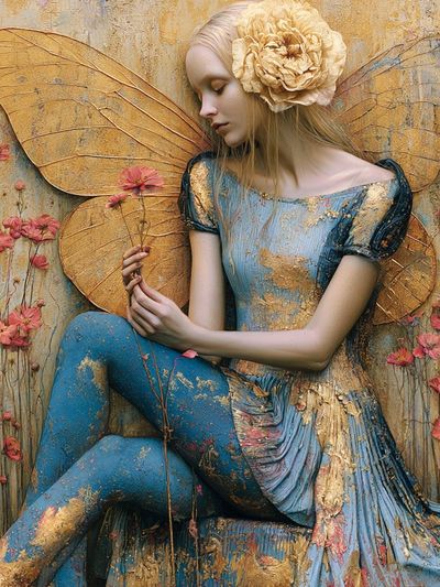 Golden Fairy Portrait Print. poster