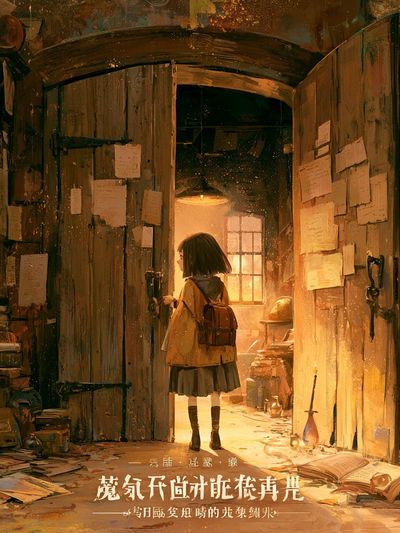 Cozy Library Girl Illustration Poster. poster