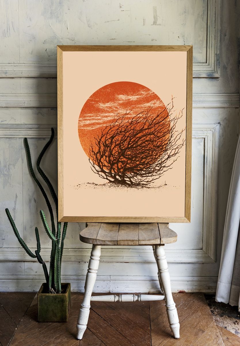 Desert Sun and Branches Print. — room view 1