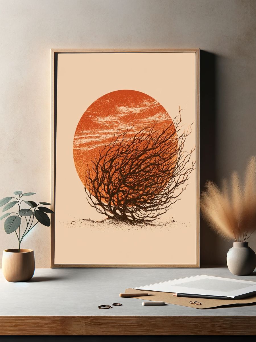 Desert Sun and Branches Print. — room view 2