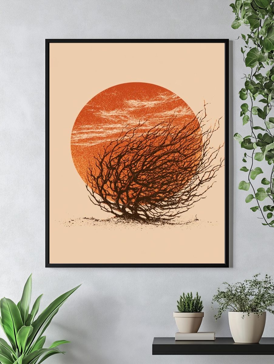 Desert Sun and Branches Print. — room view 4