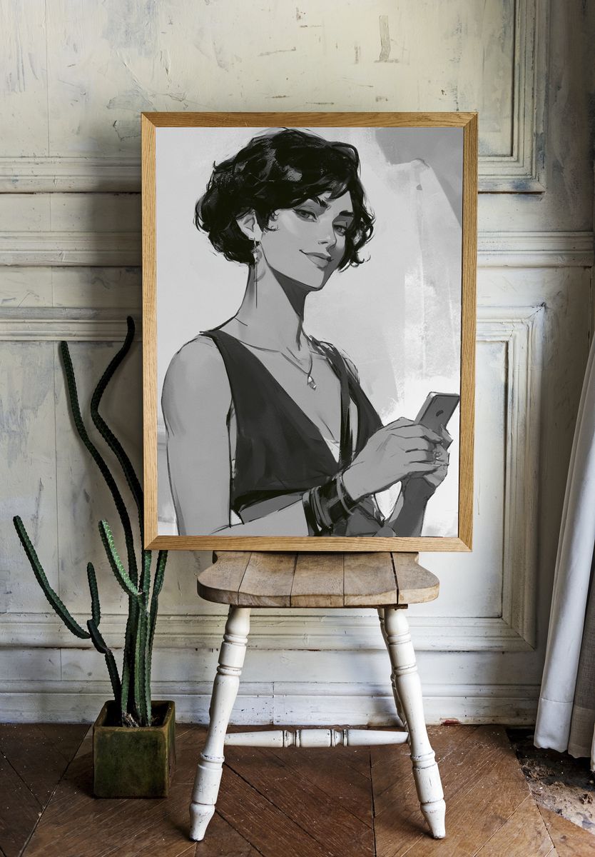 Elegant Woman Portrait Print. — room view 1