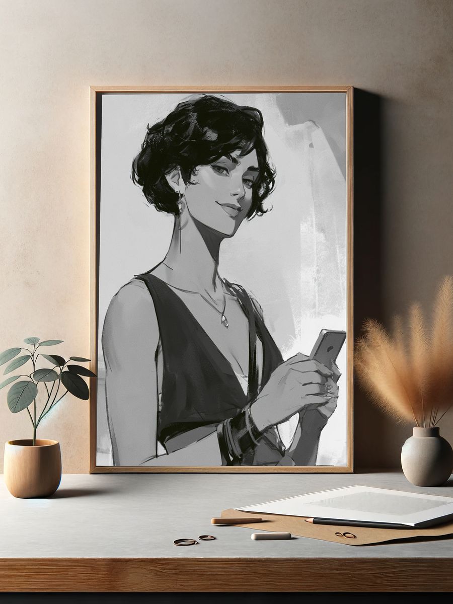 Elegant Woman Portrait Print. — room view 2