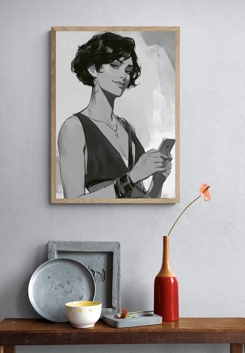 Elegant Woman Portrait Print. — room view 3