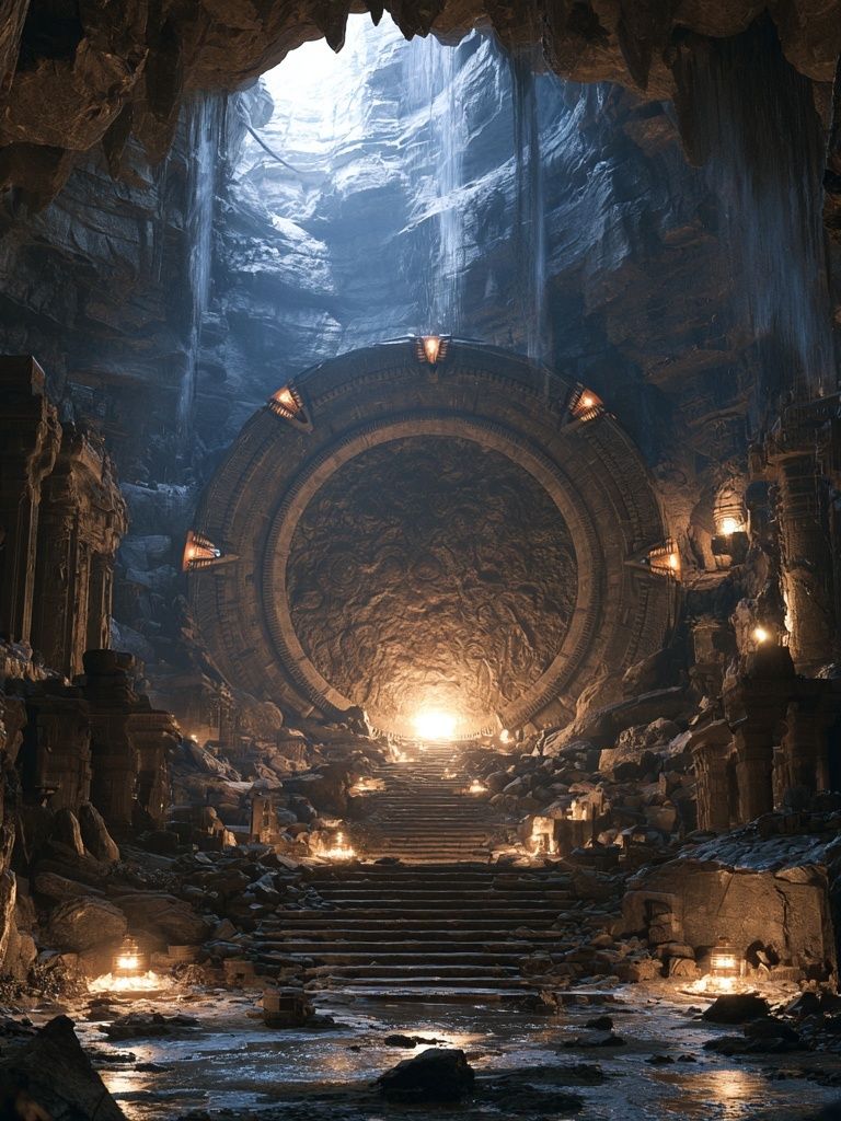 Ancient Cave Portal Fantasy Print. poster detail