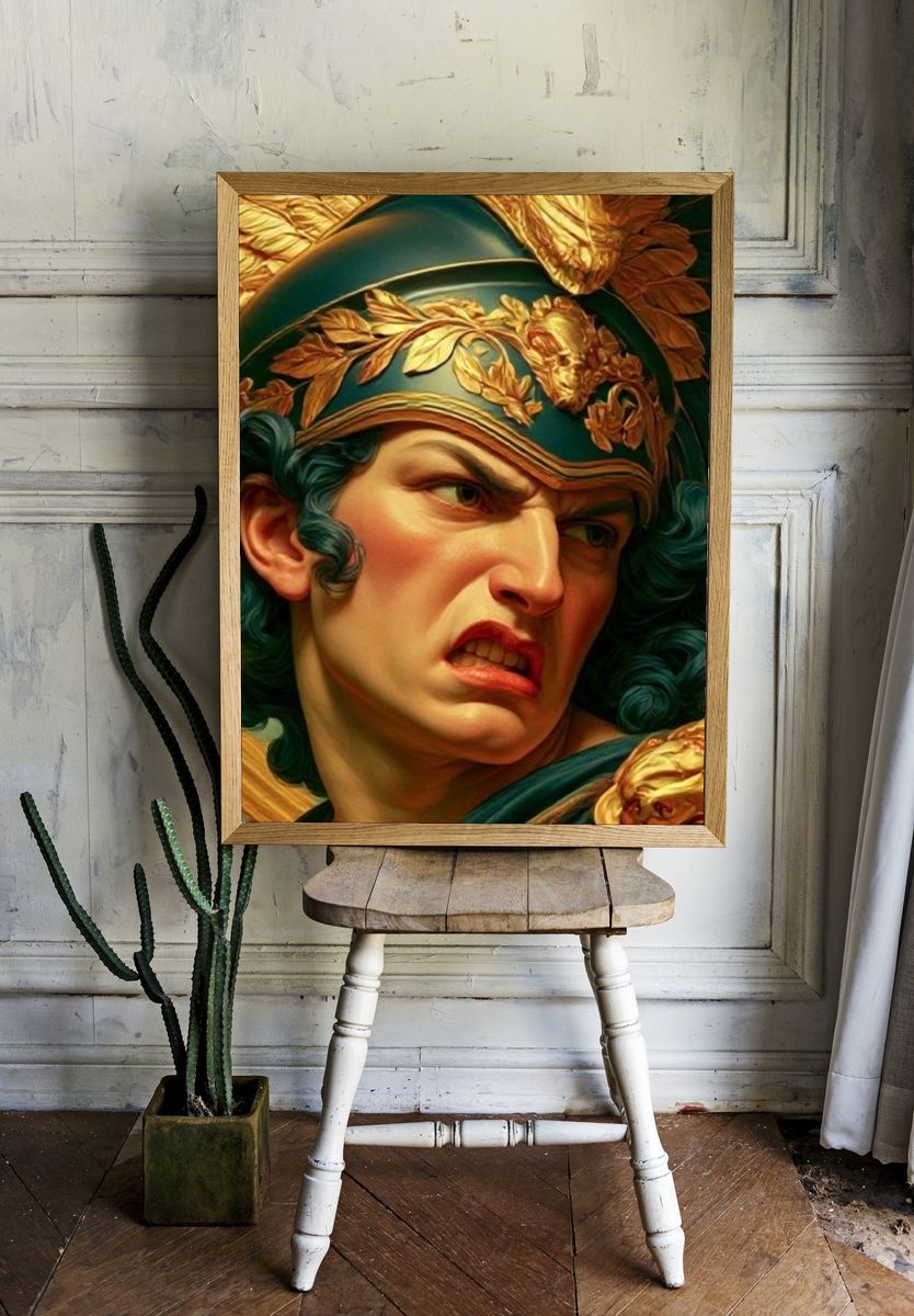 Roman Warrior Portrait Print. — room view 1