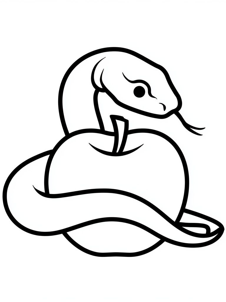 Snake and Apple Line Art Poster. poster — illustration art