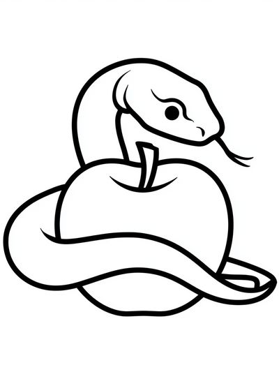 Snake and Apple Line Art Poster. poster