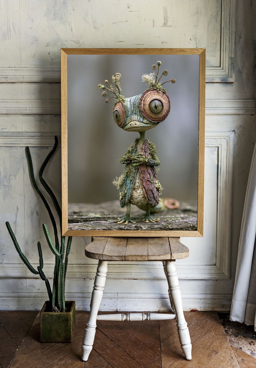 Whimsical Forest Creature Illustration Print. room preview