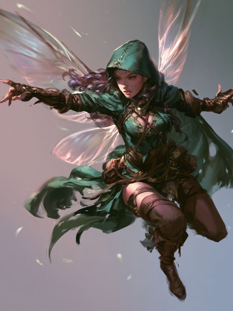 Winged Hooded Warrior Fantasy Print. poster — illustration art