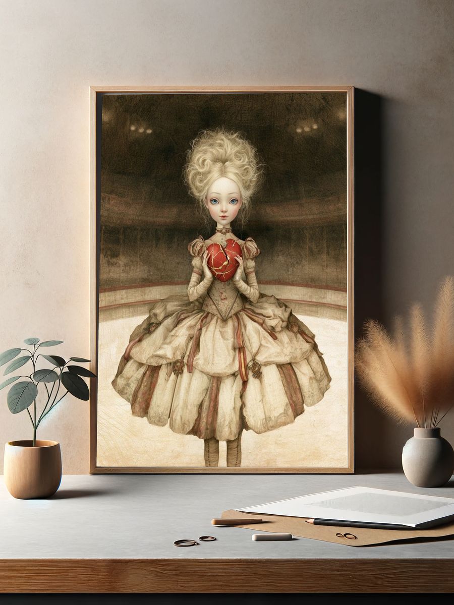 Broken Heart Doll Illustration Poster. — room view 2