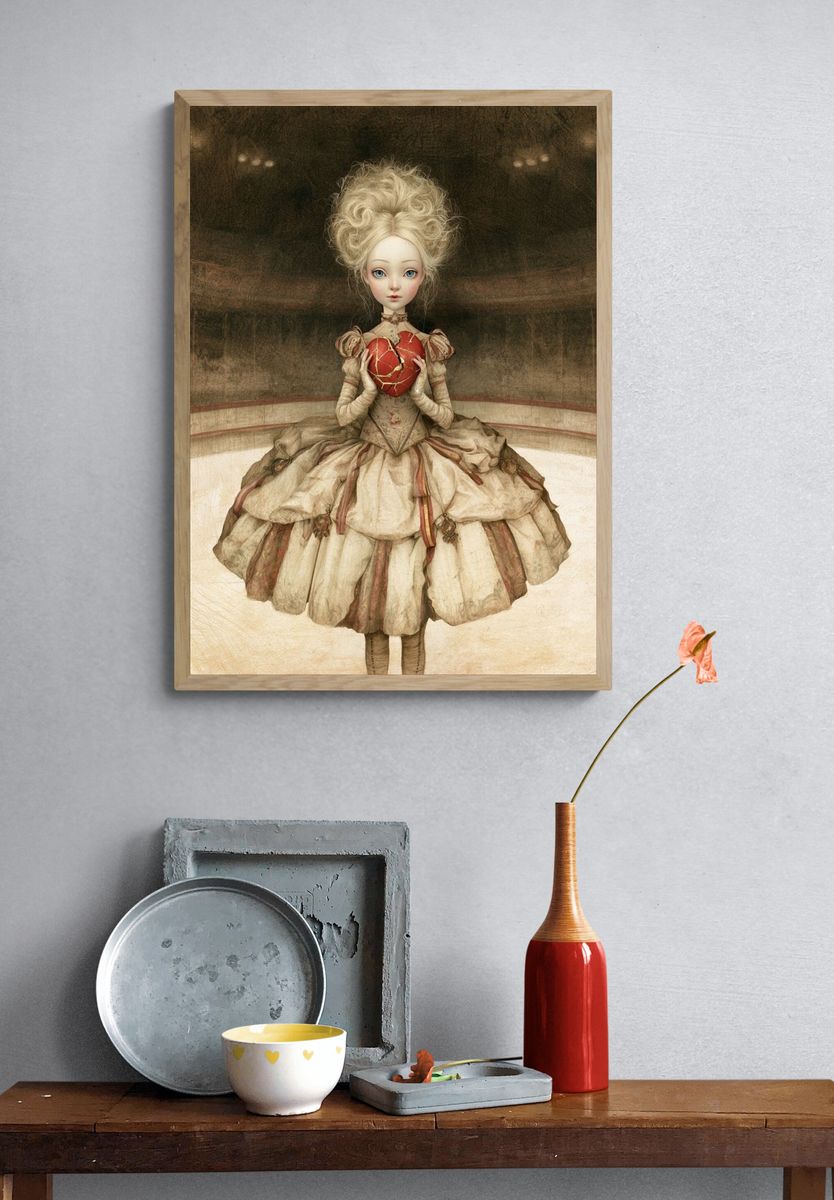 Broken Heart Doll Illustration Poster. — room view 3