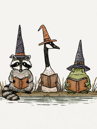 Wizard Animals Illustration Poster.