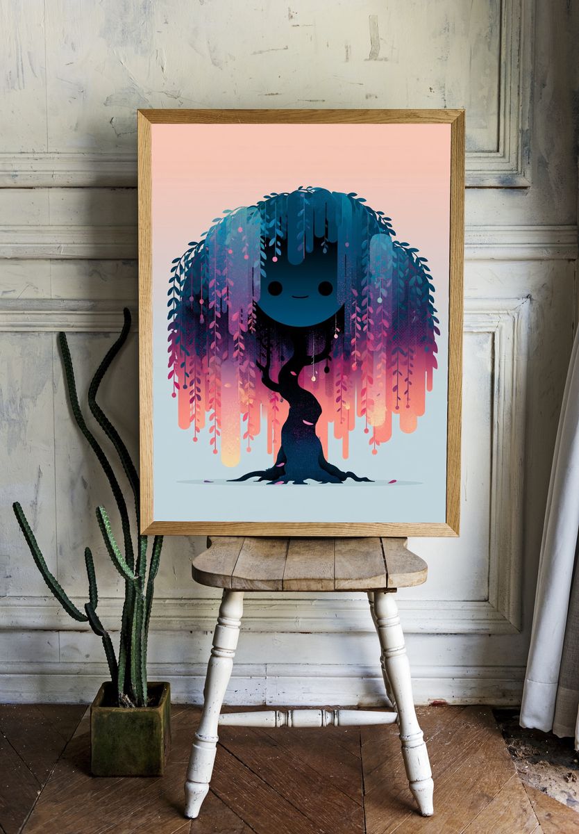 Whimsical Tree Spirit Illustration Poster. — room view 1