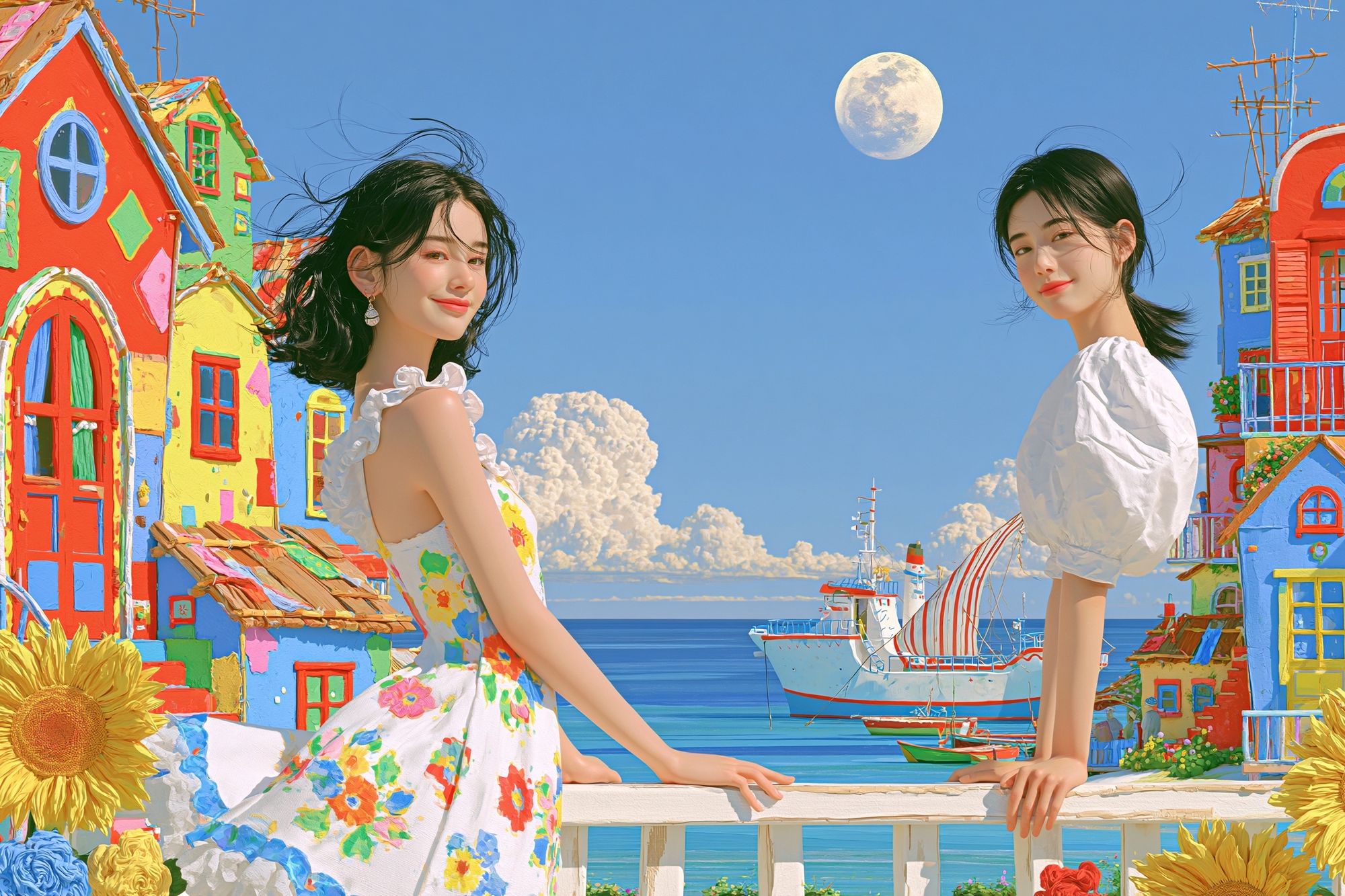 Colorful Seaside Dreamscape Poster. poster — illustration art