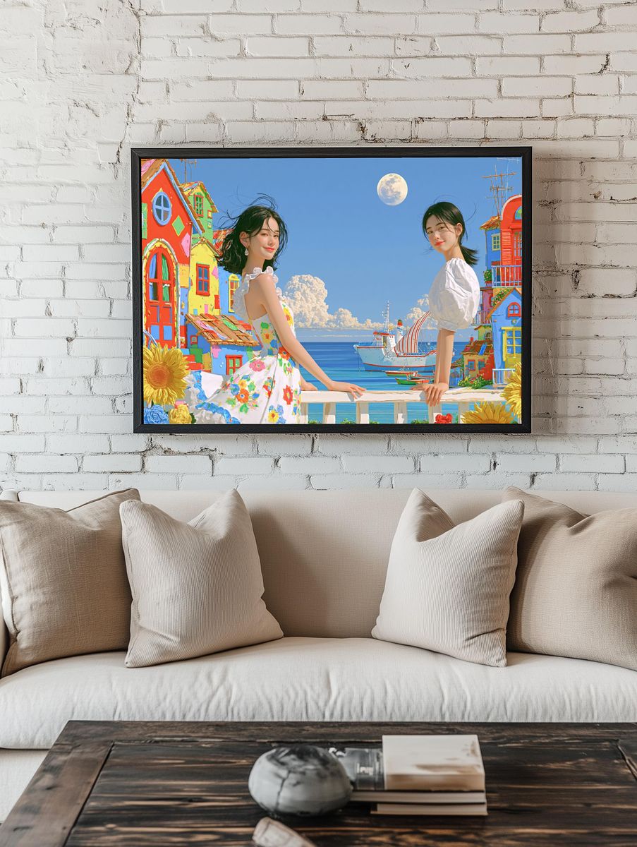 Colorful Seaside Dreamscape Poster. — room view 1