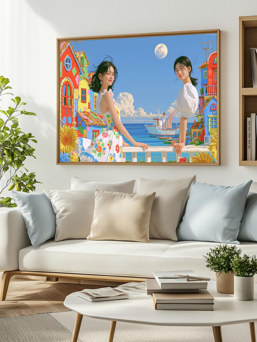 Colorful Seaside Dreamscape Poster. — room view 2