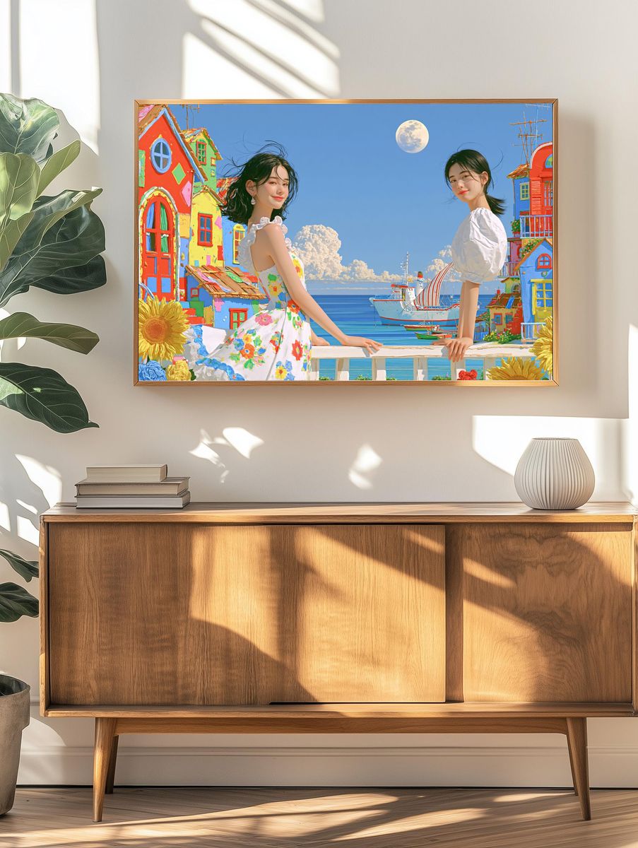 Colorful Seaside Dreamscape Poster. — room view 3